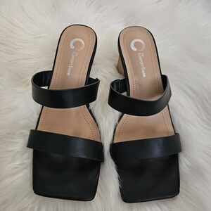 Elegant Black Double Strap Heels